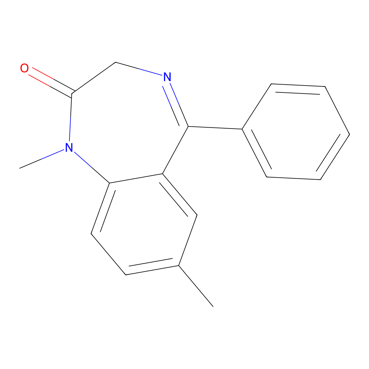 1,7-dimethyl-5-phenyl-3H-1,4-benzodiazepin-2-one molecular structure, CAS 56402-41-6