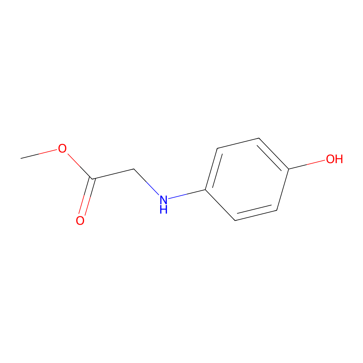 Methyl 2-((4-hydroxyphenyl)amino)acetate molecular structure, CAS 56405-21-1