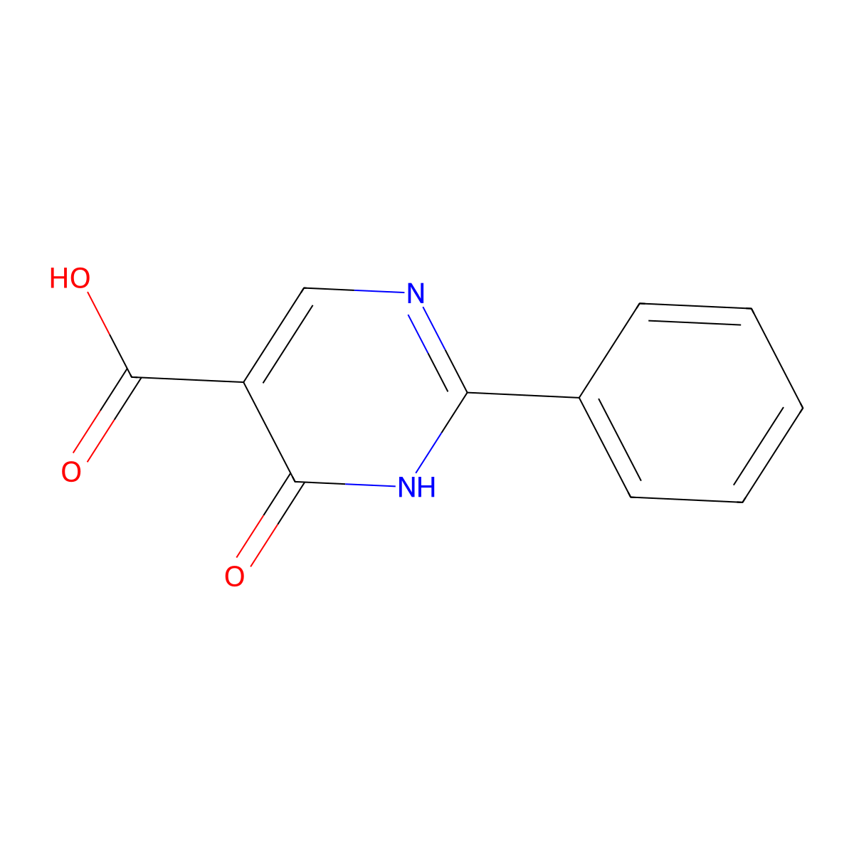 1,6-Dihydro-6-oxo-2-phenyl-5-pyrimidinecarboxylic acid molecular structure, CAS 56406-26-9