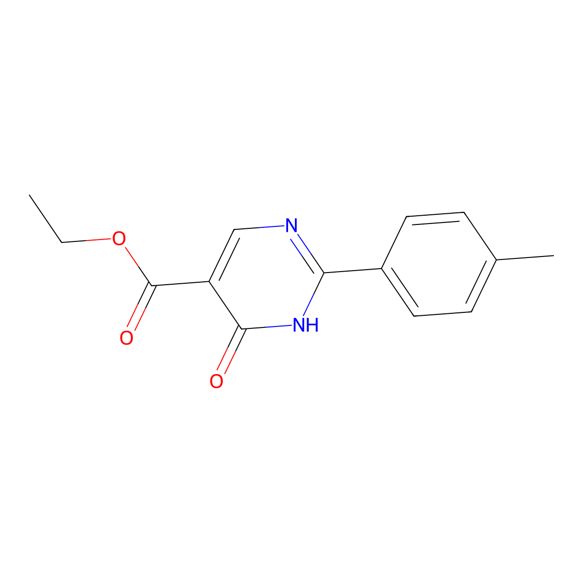 Ethyl 1,6-dihydro-2-(4-methylphenyl)-6-oxo-5-pyrimidinecarboxylate molecular structure, CAS 56406-27-0