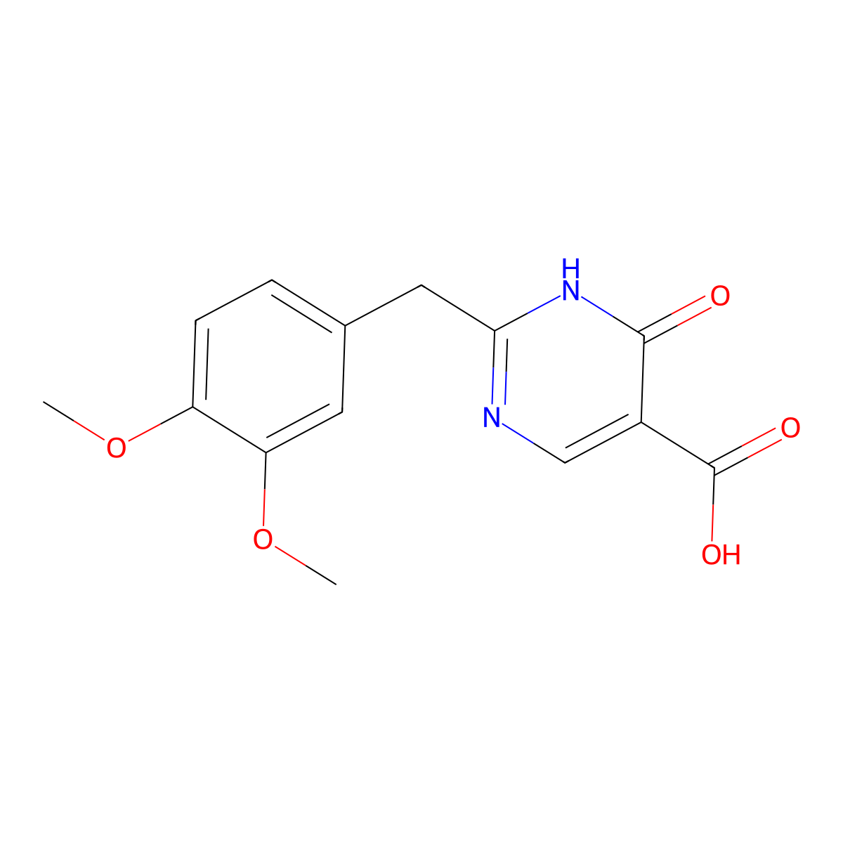 2-(3,4-Dimethoxybenzyl)-6-oxo-1,6-dihydro-5-pyrimidinecarboxylic acid molecular structure, CAS 56406-38-3