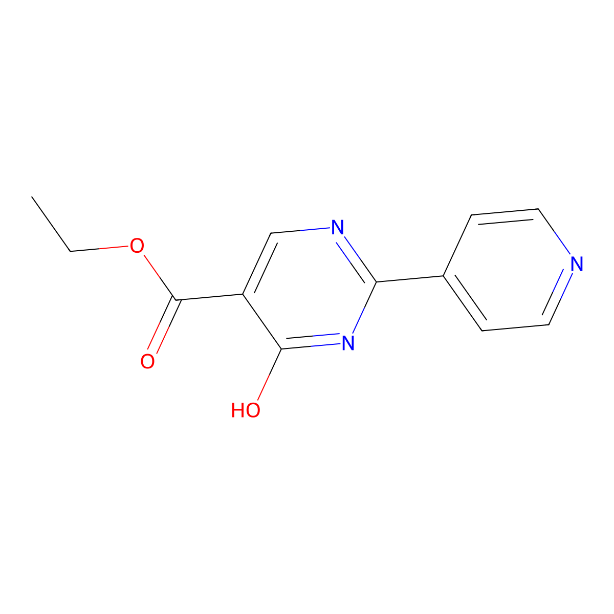 Ethyl 4-hydroxy-2-(pyridin-4-yl)pyrimidine-5-carboxylate molecular structure, CAS 56406-44-1