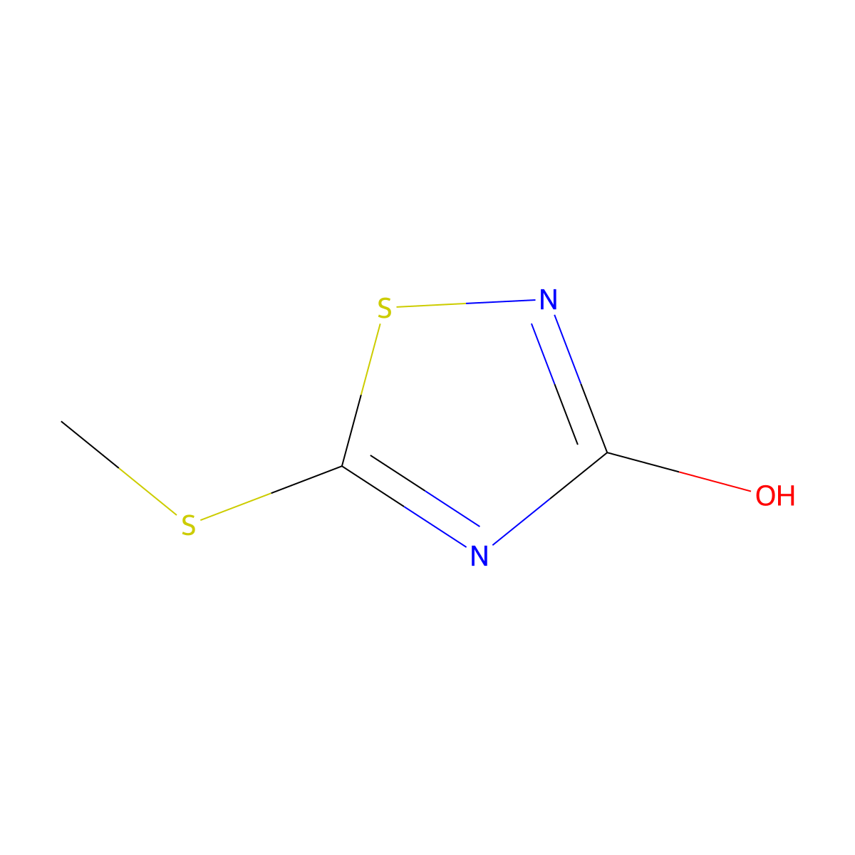 3-Hydroxy-5-methylmercapto-1,2,4-thiadiazole molecular structure, CAS 56409-41-7