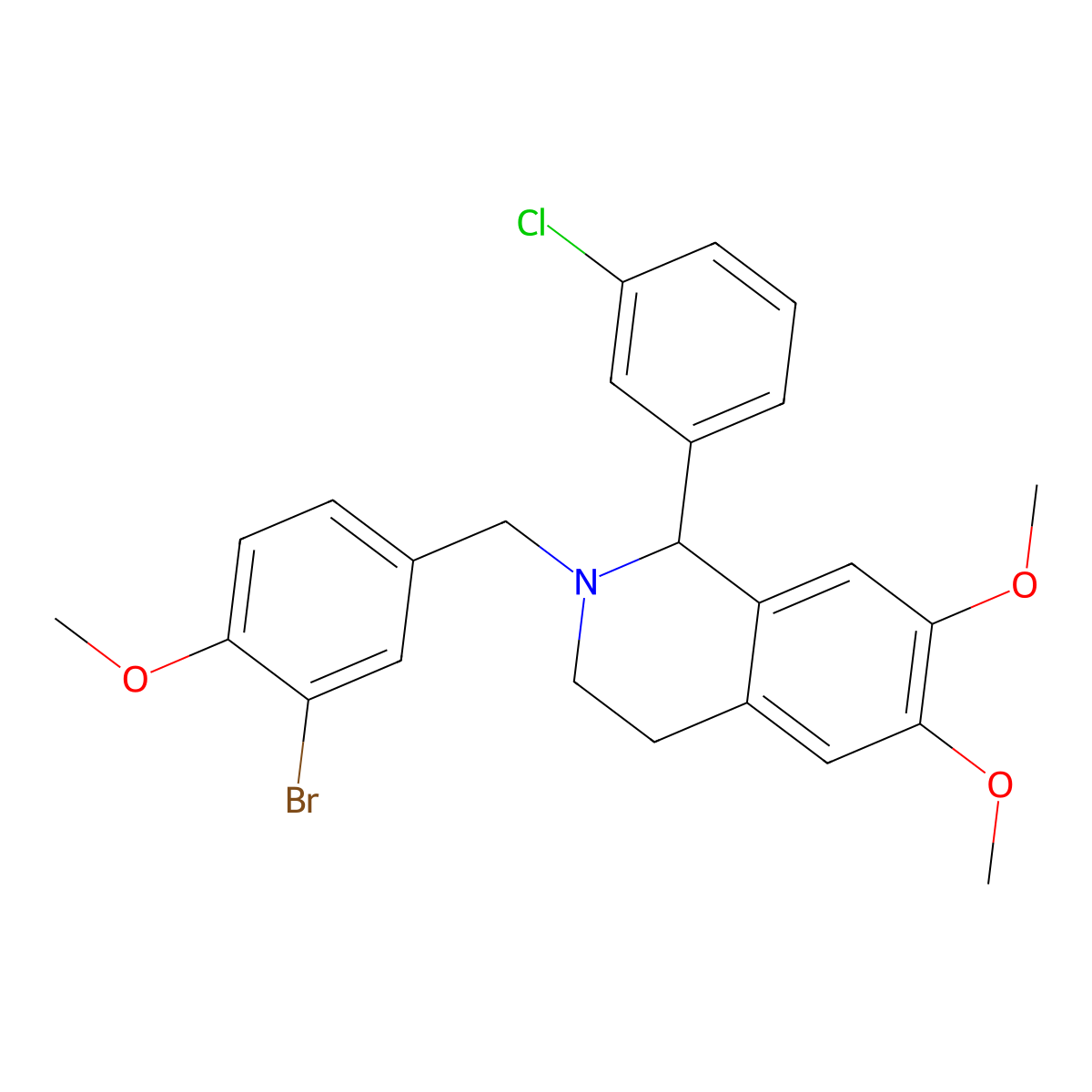 2-[(3-bromo-4-methoxyphenyl)methyl]-1-(3-chlorophenyl)-6,7-dimethoxy-3,4-dihydro-1H-isoquinoline molecular structure, CAS 5641-48-5