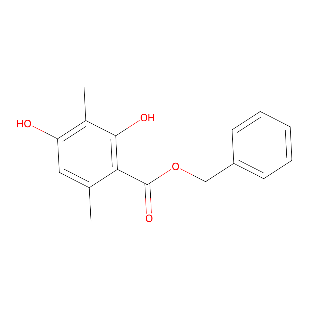 Benzyl 2,4-dihydroxy-3,6-dimethylbenzoate molecular structure, CAS 56410-30-1