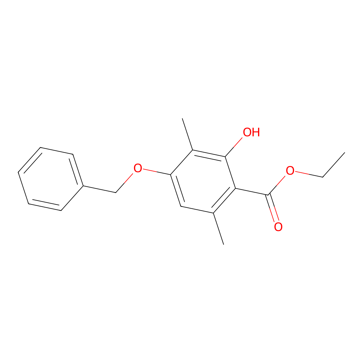 Ethyl4-(benzyloxy)-2-hydroxy-3,6-dimethylbenzoate molecular structure, CAS 56410-31-2