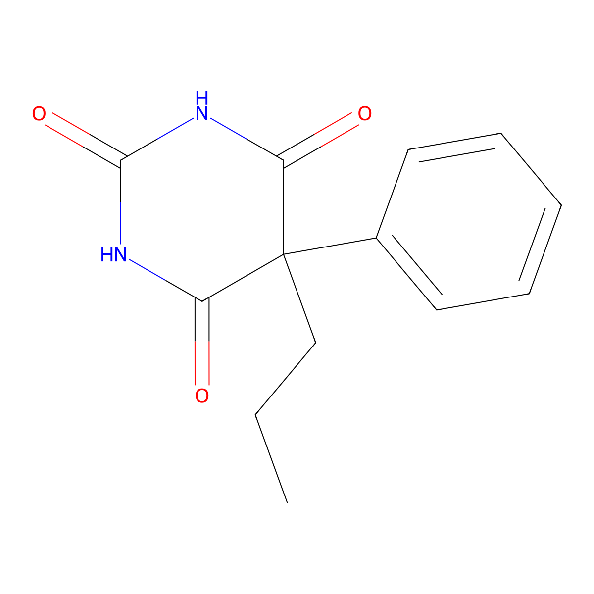 Barbituric acid, 5-phenyl-5-propyl- molecular structure, CAS 56410-95-8