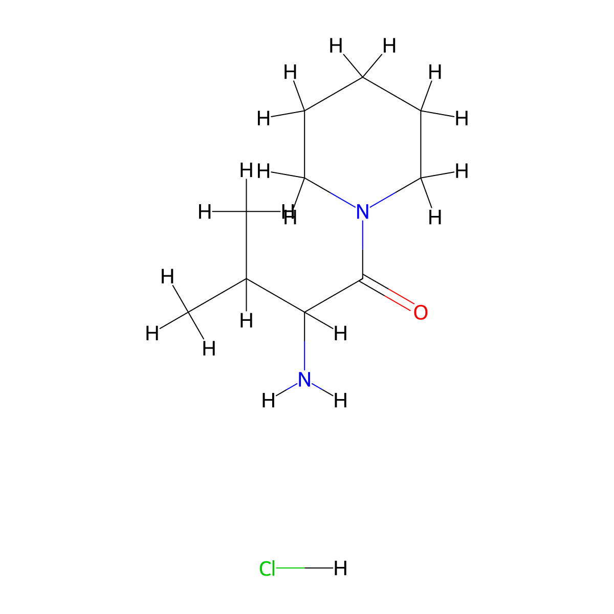 2-Amino-3-methyl-1-(piperidin-1-yl)butan-1-one hydrochloride molecular structure, CAS 56415-12-4