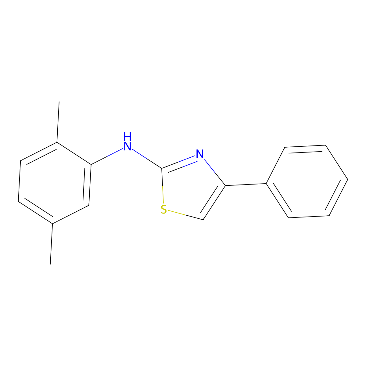 N-(2,5-dimethylphenyl)-4-phenyl-1,3-thiazol-2-amine molecular structure, CAS 5642-88-6
