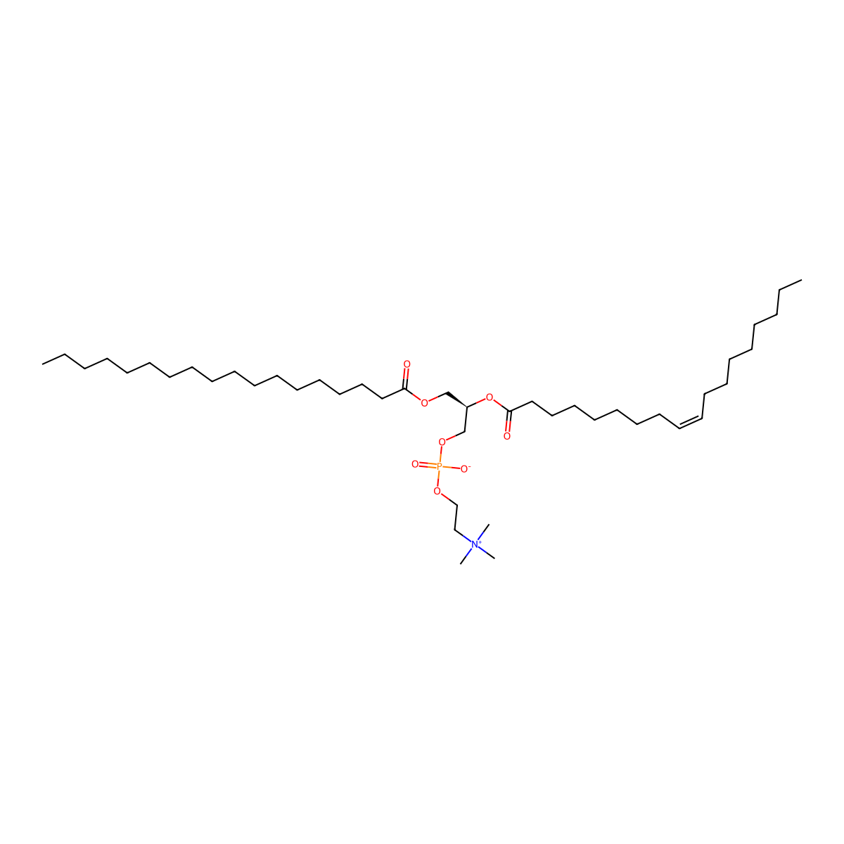 1-Stearoyl-2-oleoyl-sn-glycero-3-phosphocholine molecular structure, CAS 56421-10-4