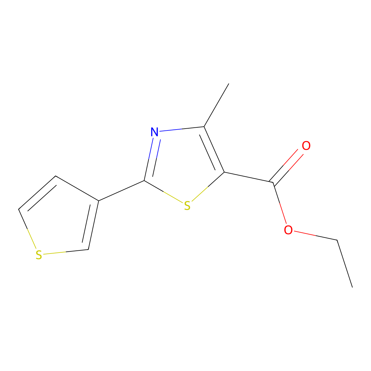 Ethyl 4-methyl-2-thiophen-3-yl-1,3-thiazole-5-carboxylate molecular structure, CAS 56421-75-1