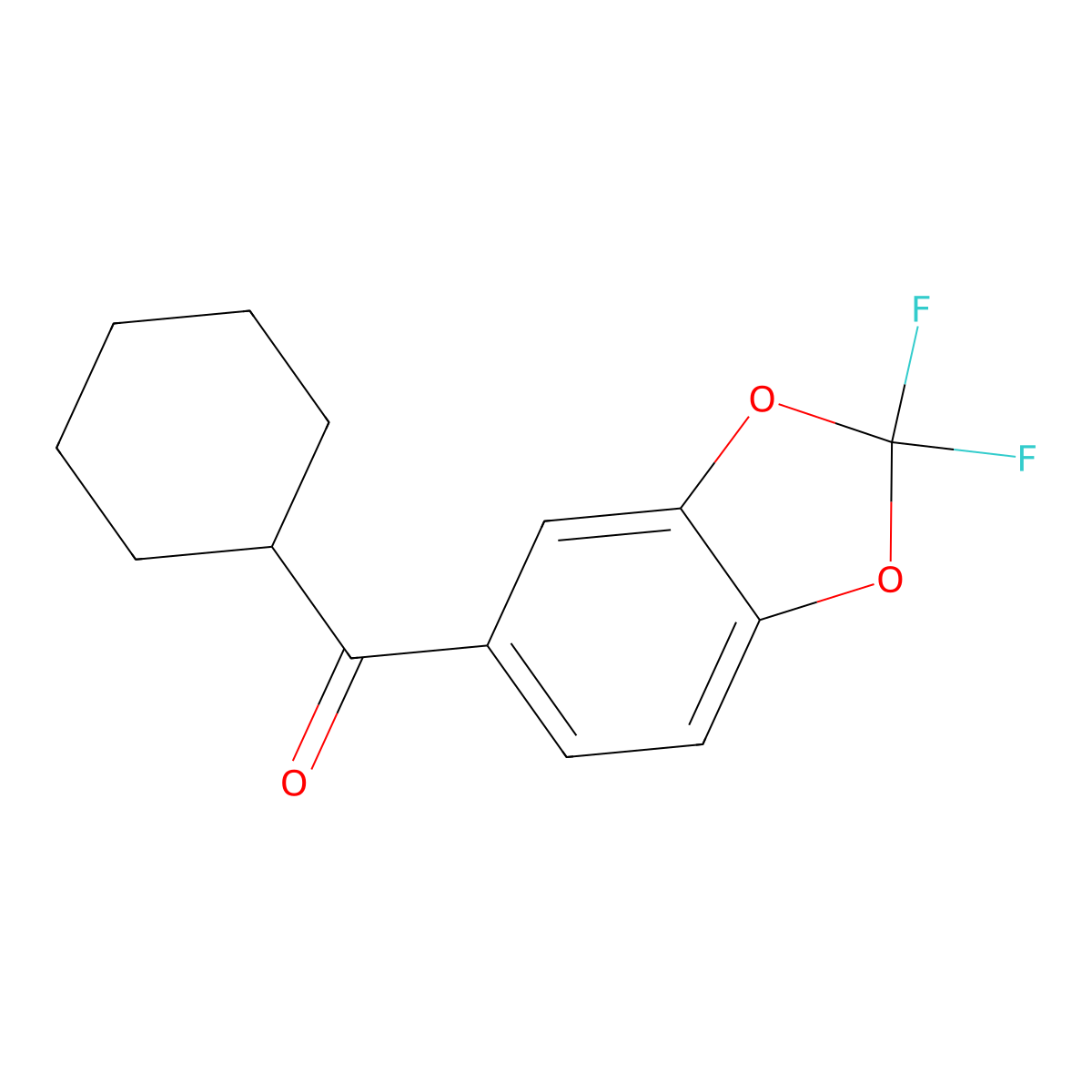 Cyclohexyl(2,2-difluoro-2H-1,3-benzodioxol-5-yl)methanone molecular structure, CAS 56425-90-2