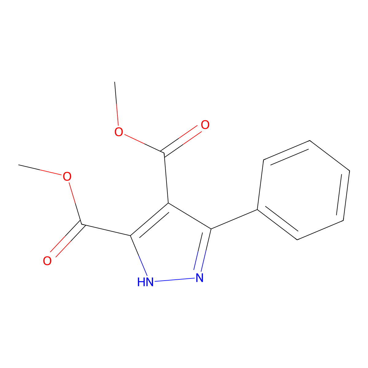 3,4-Dimethyl 5-phenyl-1H-pyrazole-3,4-dicarboxylate molecular structure, CAS 56426-36-9