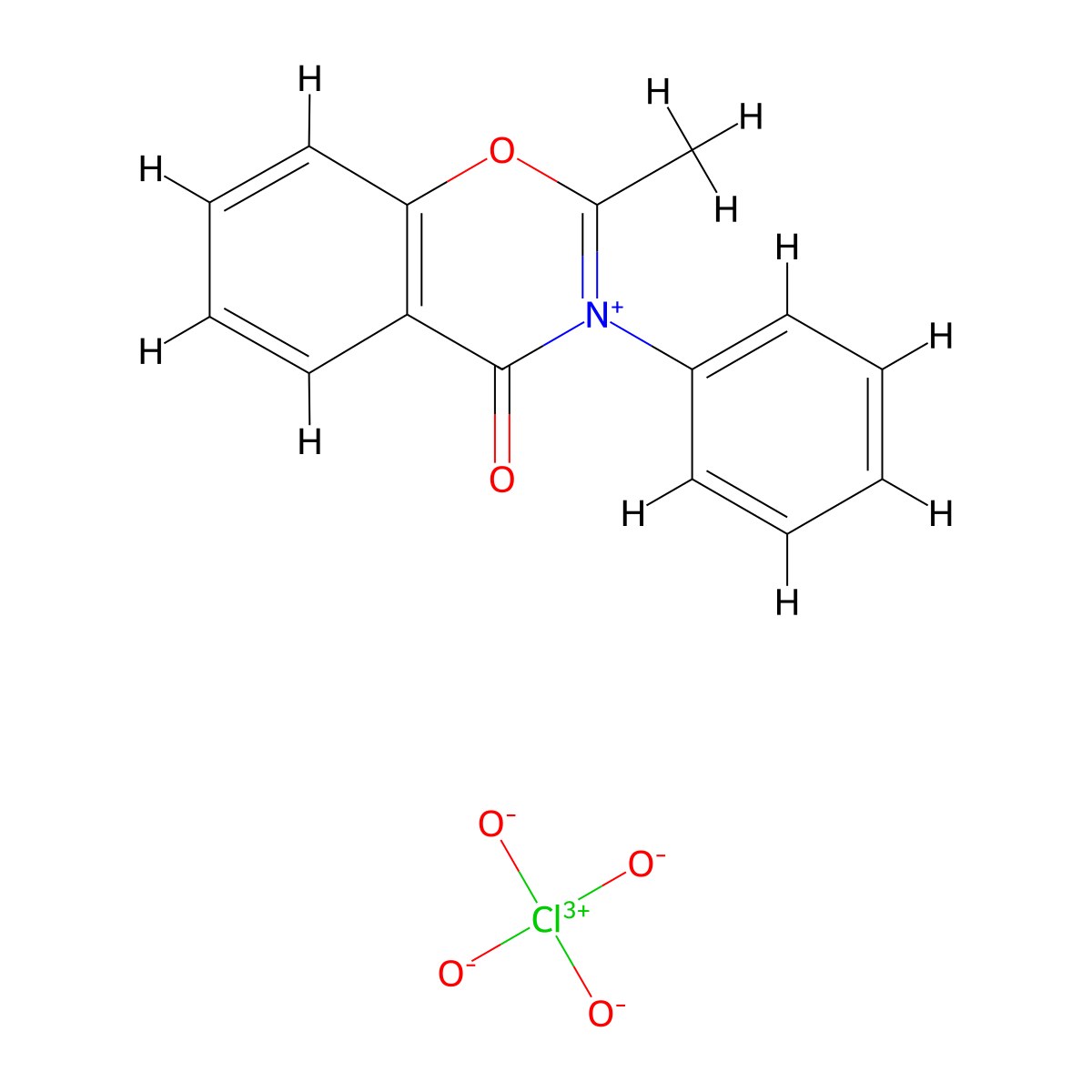 4H-1,3-Benzoxazinium, 2-methyl-4-oxo-3-phenyl-, perchlorate molecular structure, CAS 56429-70-0