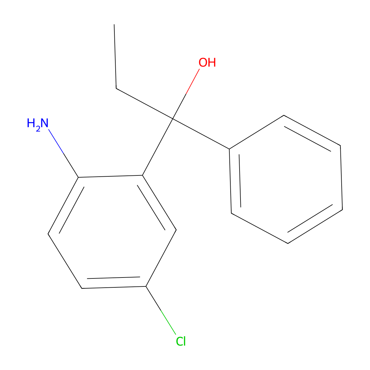 1-(2-Amino-5-chlorophenyl)-1-phenylpropan-1-ol molecular structure, CAS 56430-91-2
