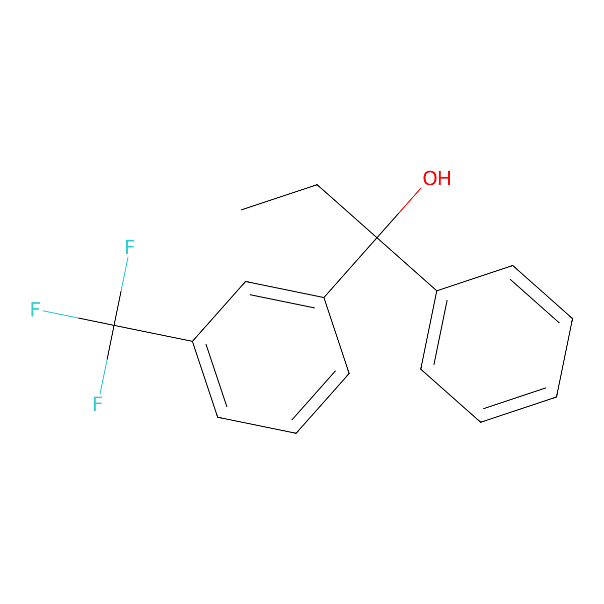 alpha-Ethyl-alpha-phenyl-3-(trifluoromethyl)benzenemethanol molecular structure, CAS 56430-99-0