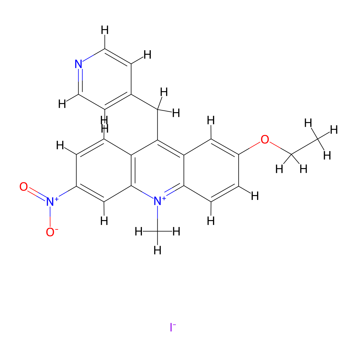 Acridine, 2-ethoxy-6-nitro-9-(4-pyridylmethyl)-, methyliodide molecular structure, CAS 56435-37-1