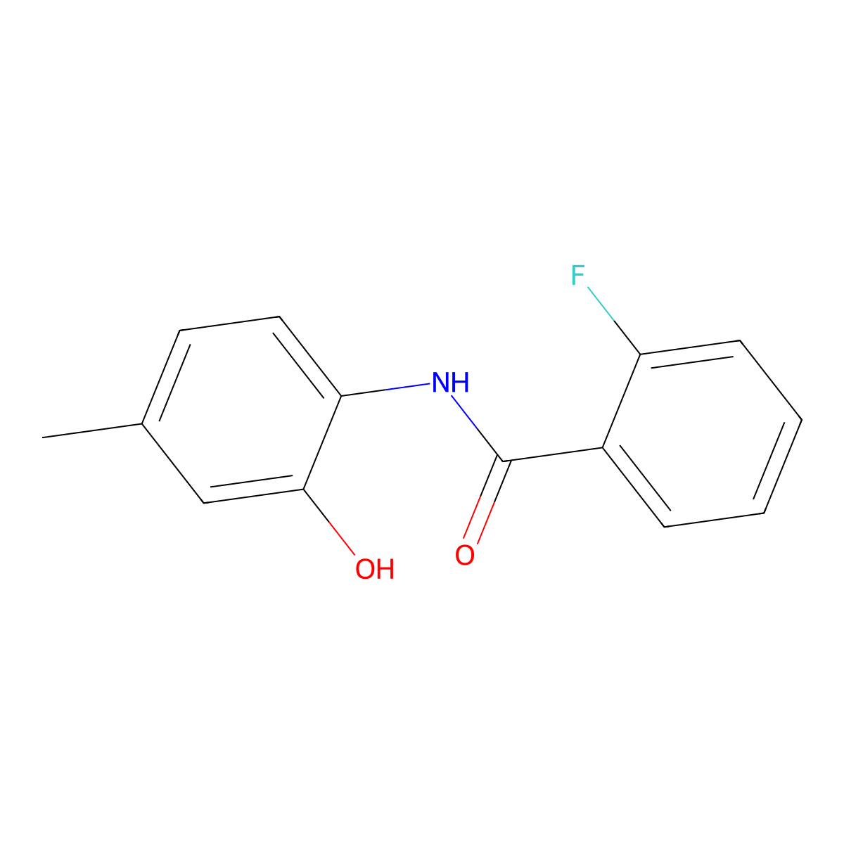 2-fluoro-N-(2-hydroxy-4-methylphenyl)benzamide molecular structure, CAS 564446-18-0