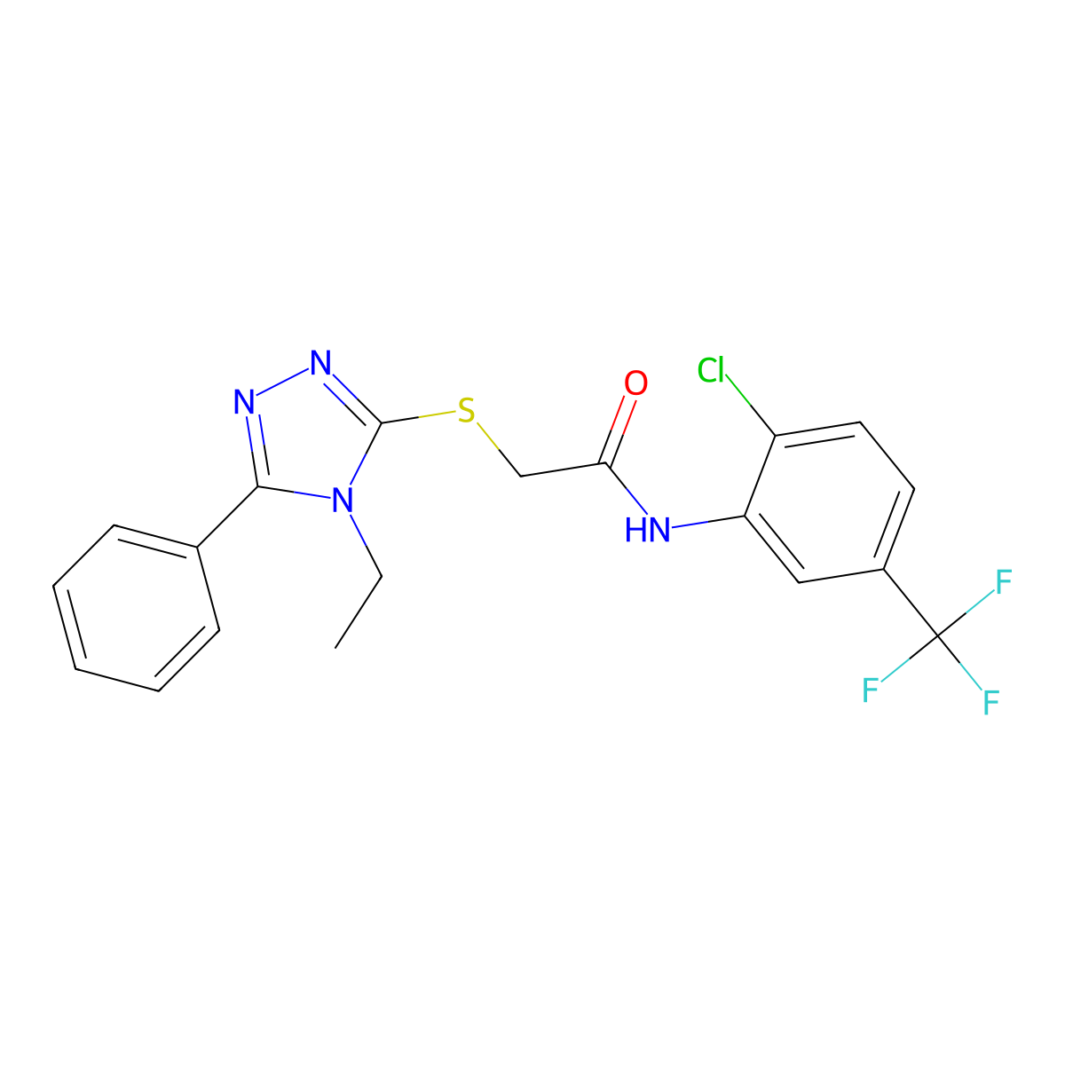 N-[2-chloro-5-(trifluoromethyl)phenyl]-2-[(4-ethyl-5-phenyl-1,2,4-triazol-3-yl)sulfanyl]acetamide molecular structure, CAS 564452-73-9