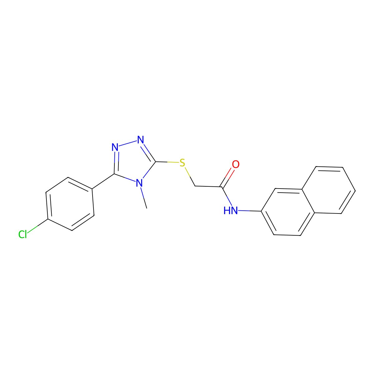 2-[[5-(4-chlorophenyl)-4-methyl-1,2,4-triazol-3-yl]sulfanyl]-N-naphthalen-2-ylacetamide molecular structure, CAS 564458-12-4