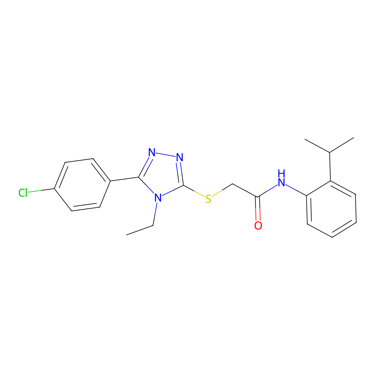 2-{[5-(4-chlorophenyl)-4-ethyl-4H-1,2,4-triazol-3-yl]sulfanyl}-N-[2-(propan-2-yl)phenyl]acetamide molecular structure, CAS 564463-16-7