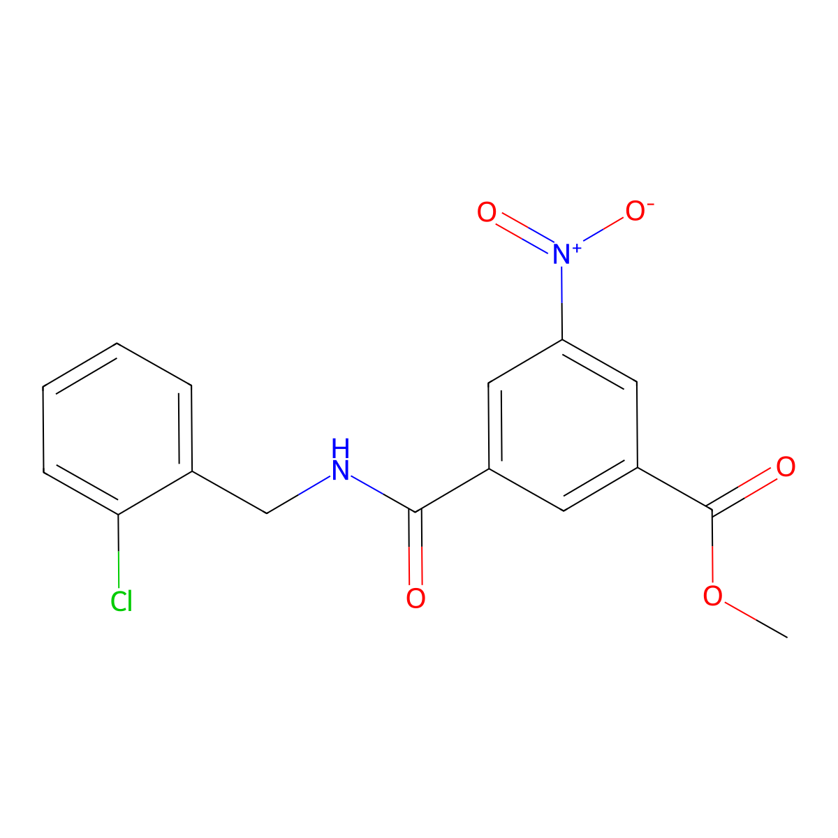 Methyl 3-[(2-chlorobenzyl)carbamoyl]-5-nitrobenzoate molecular structure, CAS 564465-39-0