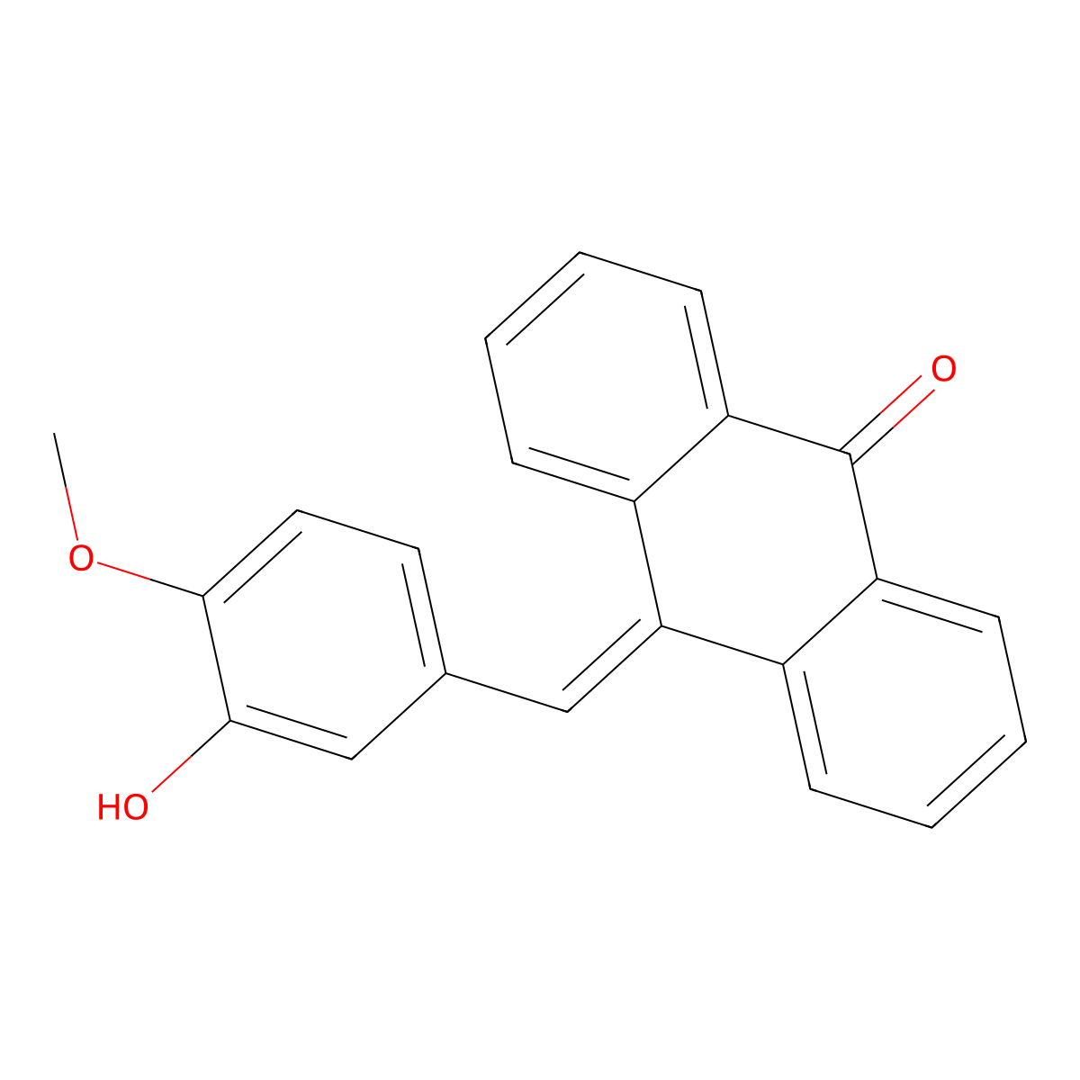 10-((3-hydroxy-4-methoxybenzylidene))-9(10H)-anthracenone molecular structure, CAS 564468-51-5