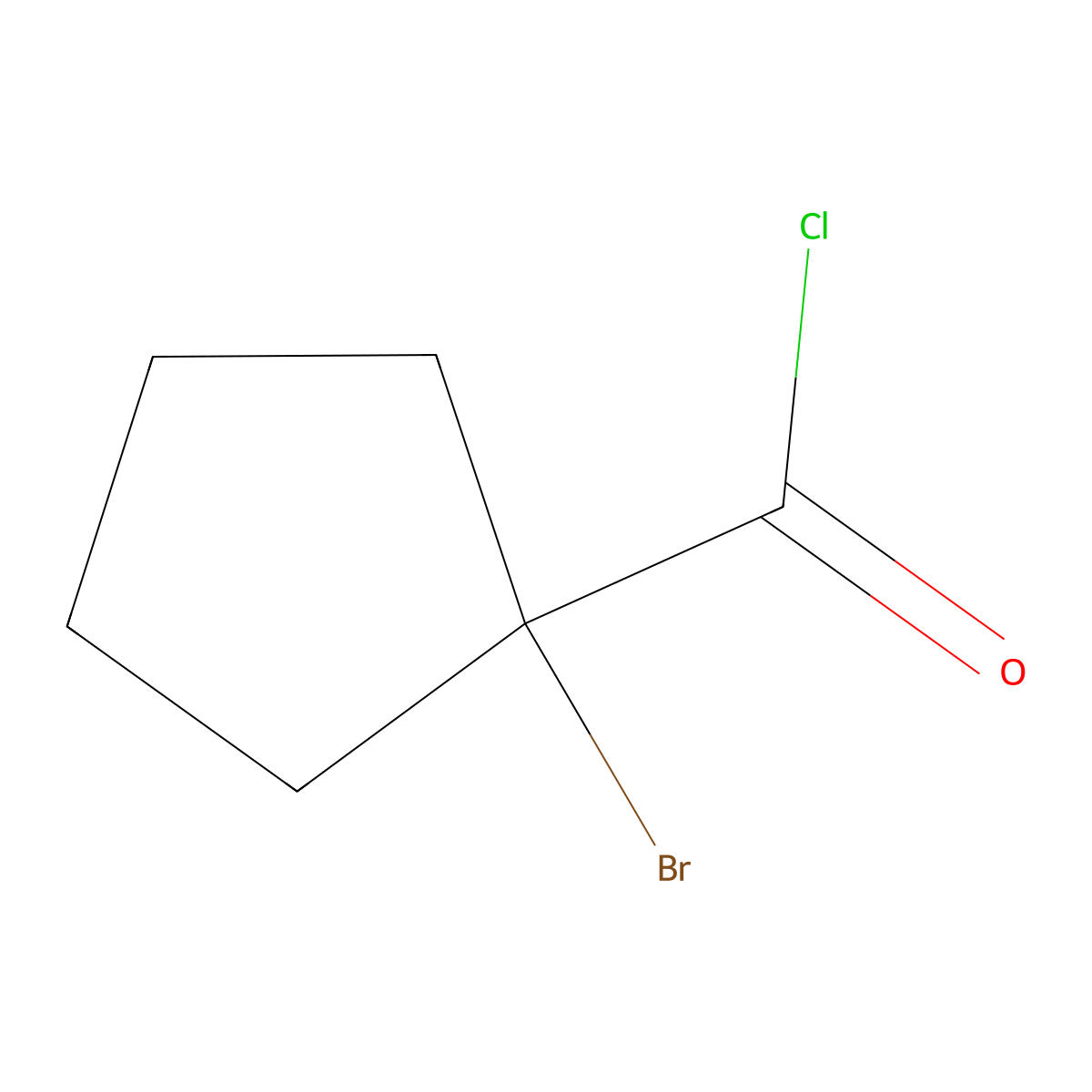 1-Bromocyclopentane-1-carbonyl chloride molecular structure, CAS 56447-23-5