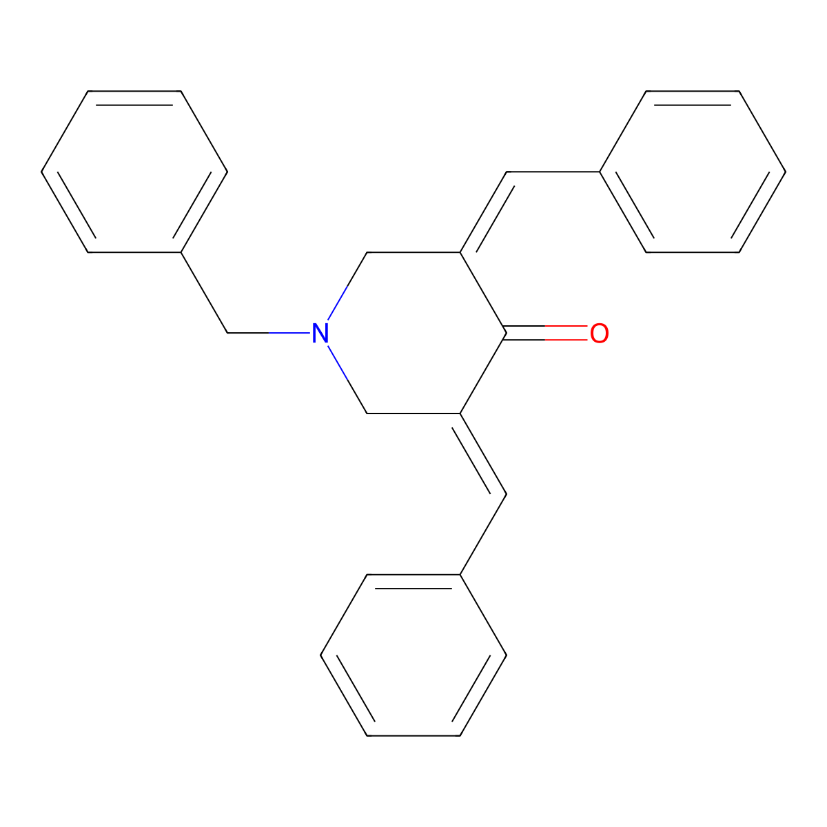 1-Benzyl-3,5-dibenzylidenepiperidin-4-one molecular structure, CAS 564487-94-1