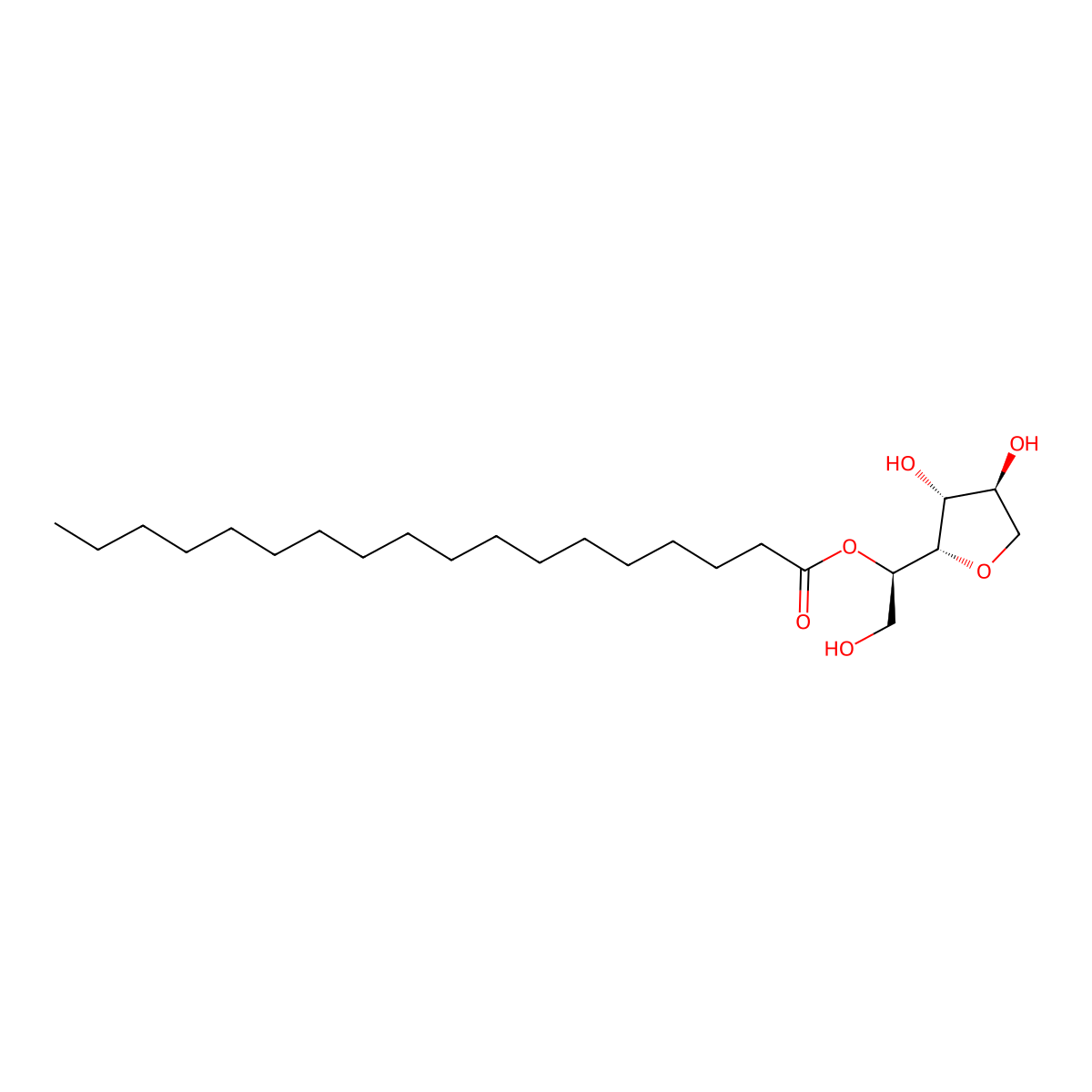 Sorbitan octadecanoate molecular structure, CAS 56451-84-4