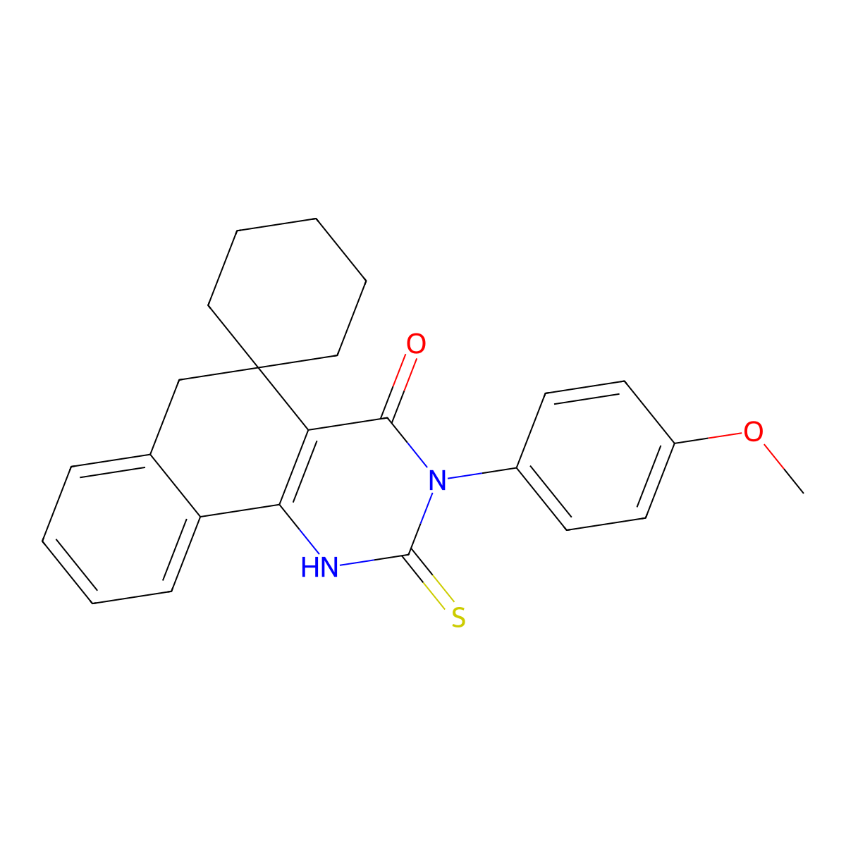 3-(4-methoxyphenyl)-2-thioxo-2,3-dihydro-1H-spiro[benzo[h]quinazoline-5,1'-cyclohexan]-4(6H)-one molecular structure, CAS 5646-93-5