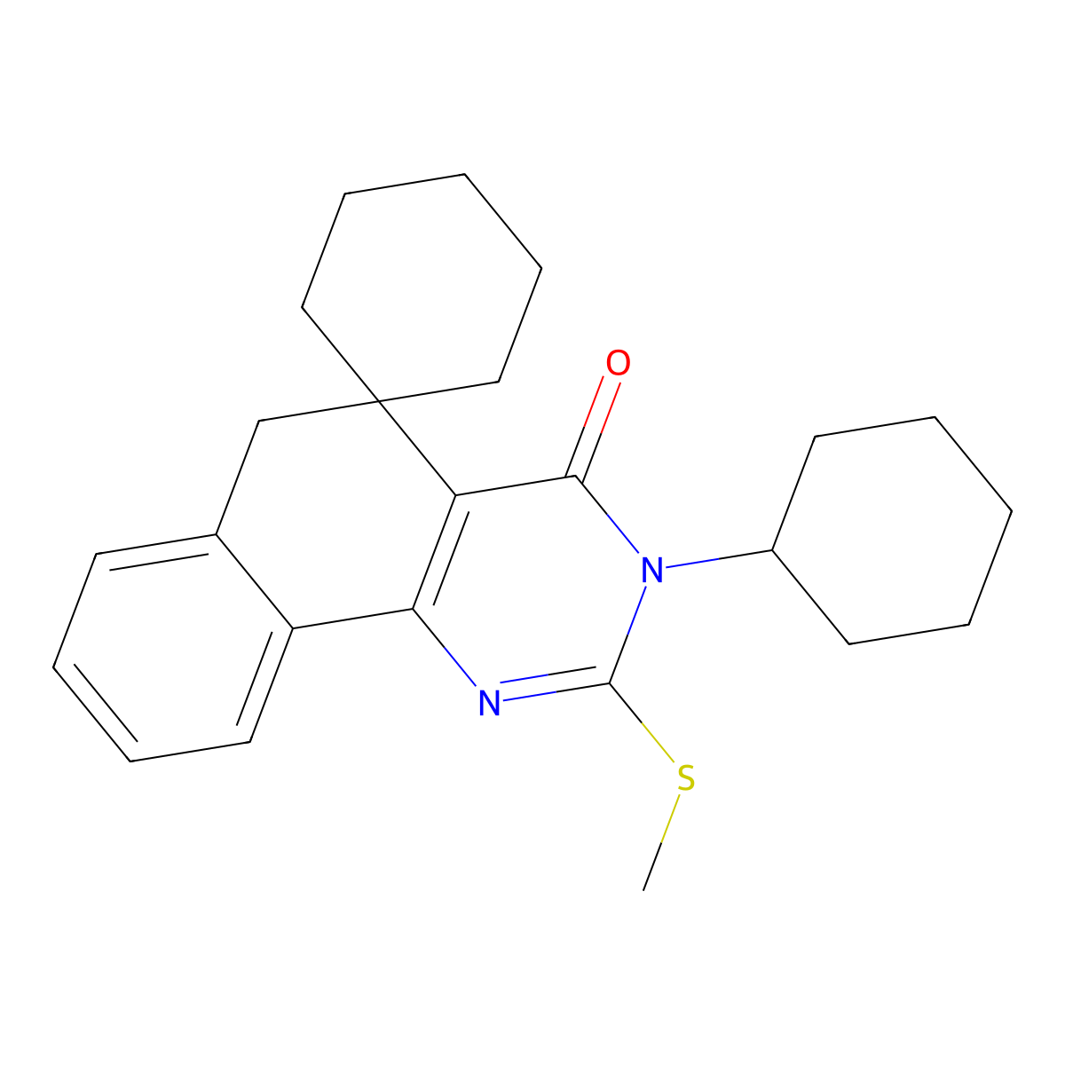 3-cyclohexyl-2-(methylsulfanyl)-3H-spiro[benzo[h]quinazoline-5,1'-cyclohexan]-4(6H)-one molecular structure, CAS 5647-70-1