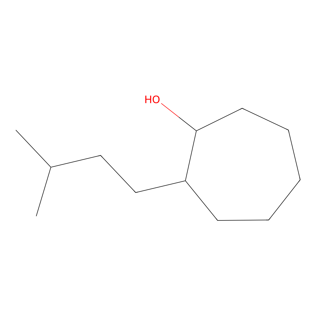 2-(3-Methylbutyl)cycloheptan-1-ol molecular structure, CAS 56470-89-4