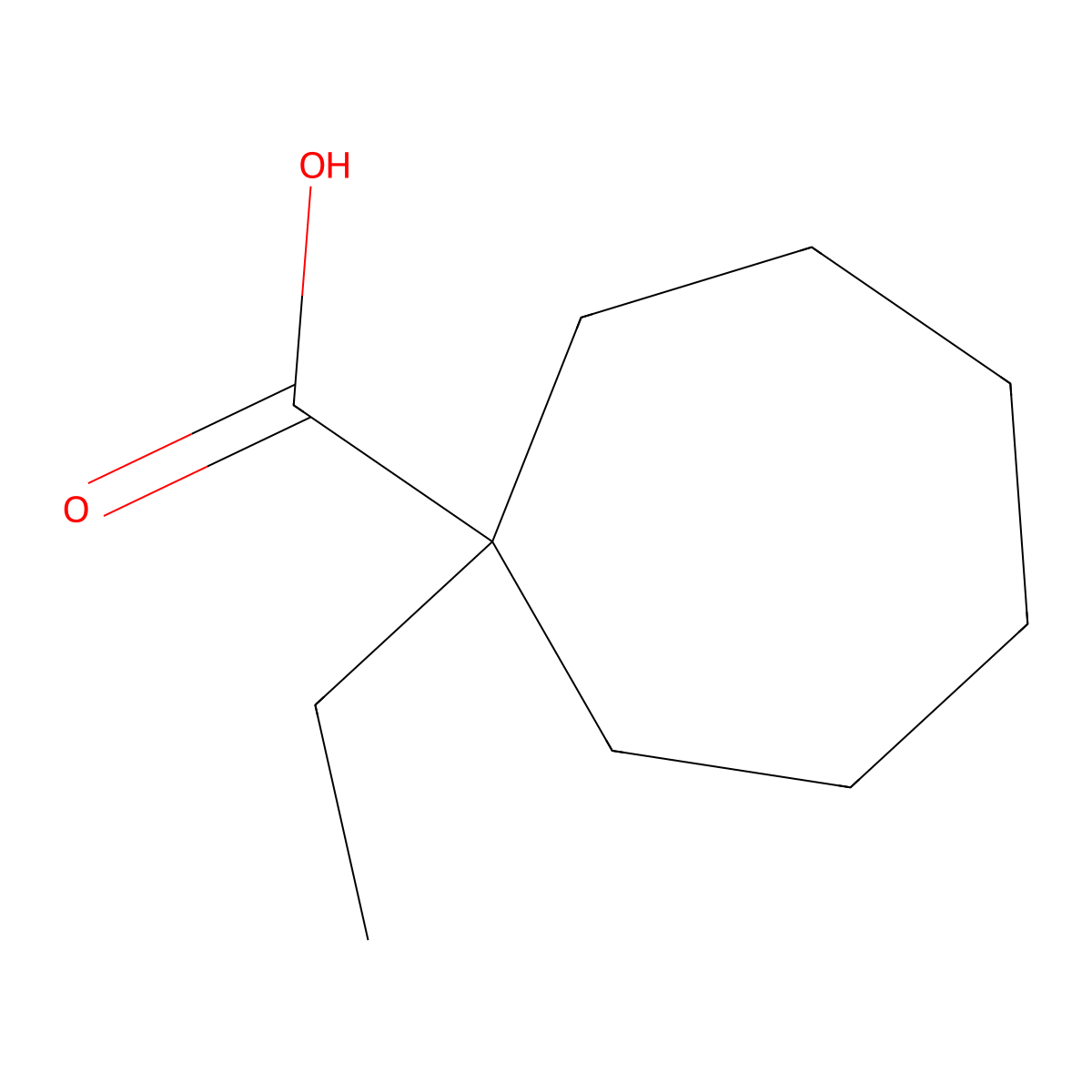 1-Ethylcycloheptane-1-carboxylic acid molecular structure, CAS 56470-95-2