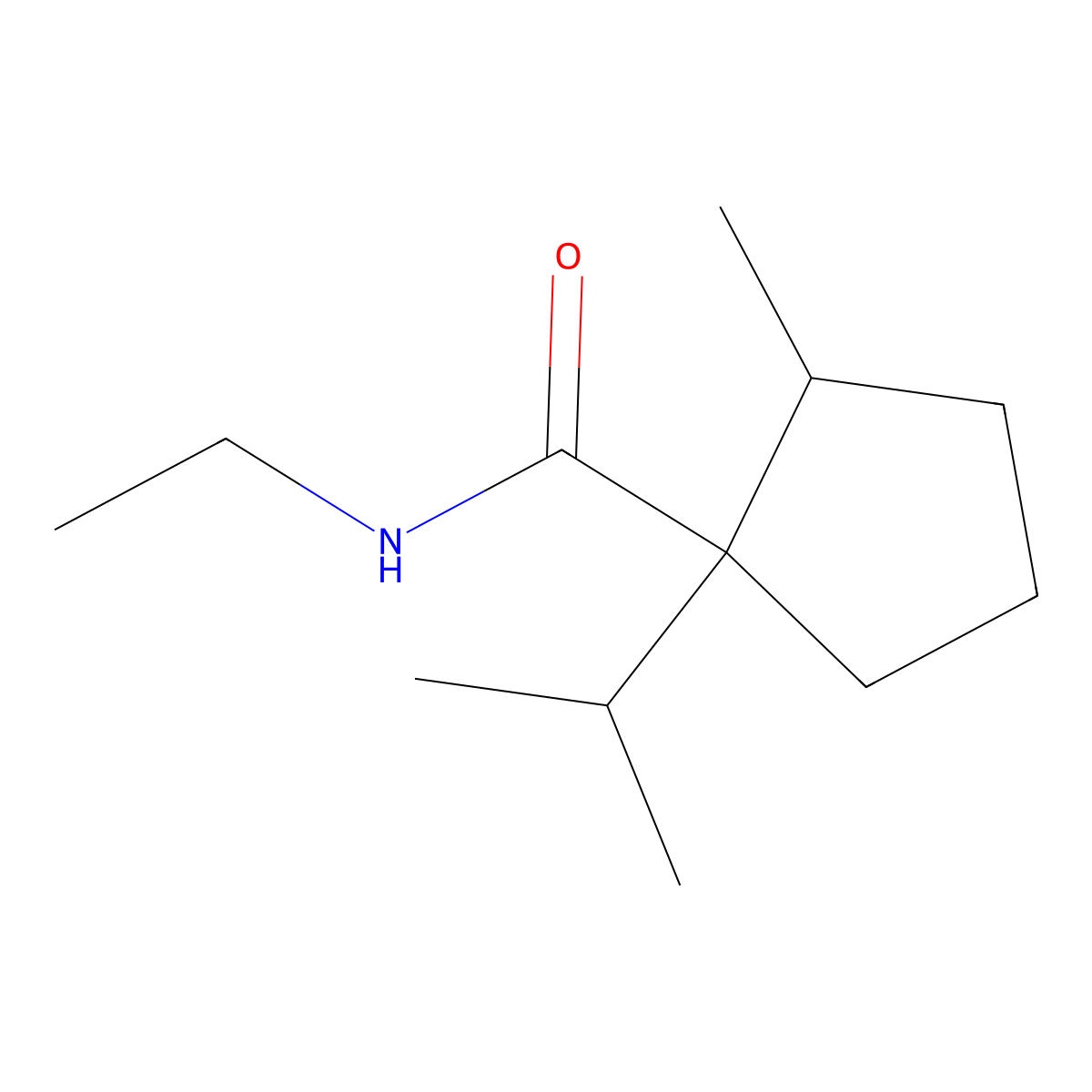 N-ethyl-2-methyl-1-(1-methylethyl)cyclopentanecarboxamide molecular structure, CAS 56471-14-8