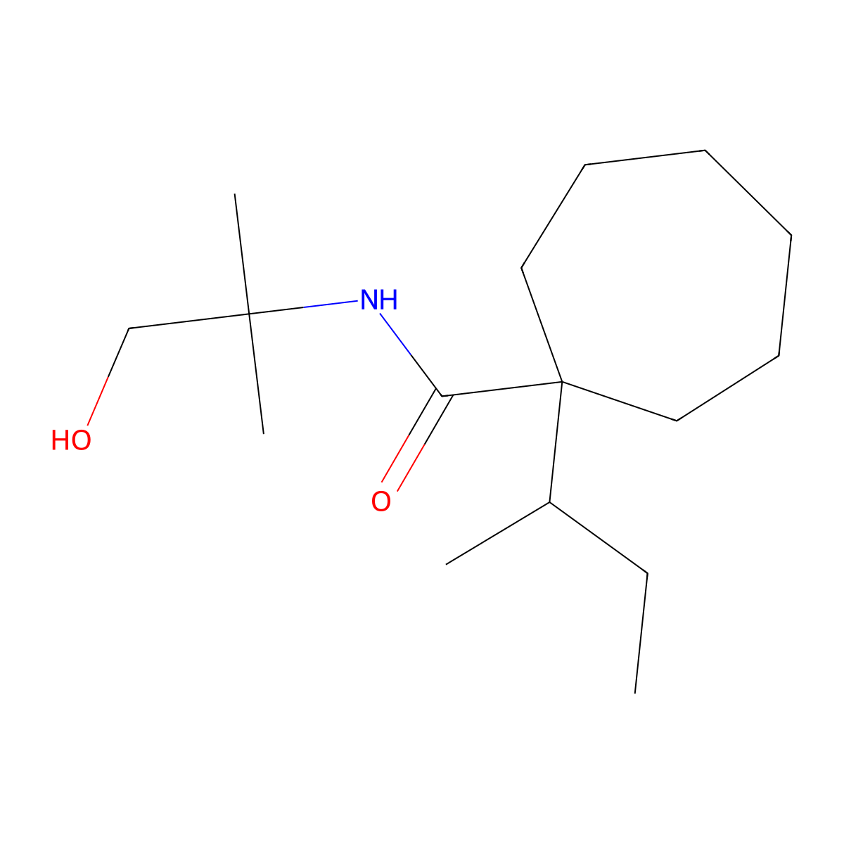 1-sec-Butyl-N-(2'-hydroxy-1',1'-dimethylethyl)cycloheptanecarboxamide molecular structure, CAS 56471-42-2