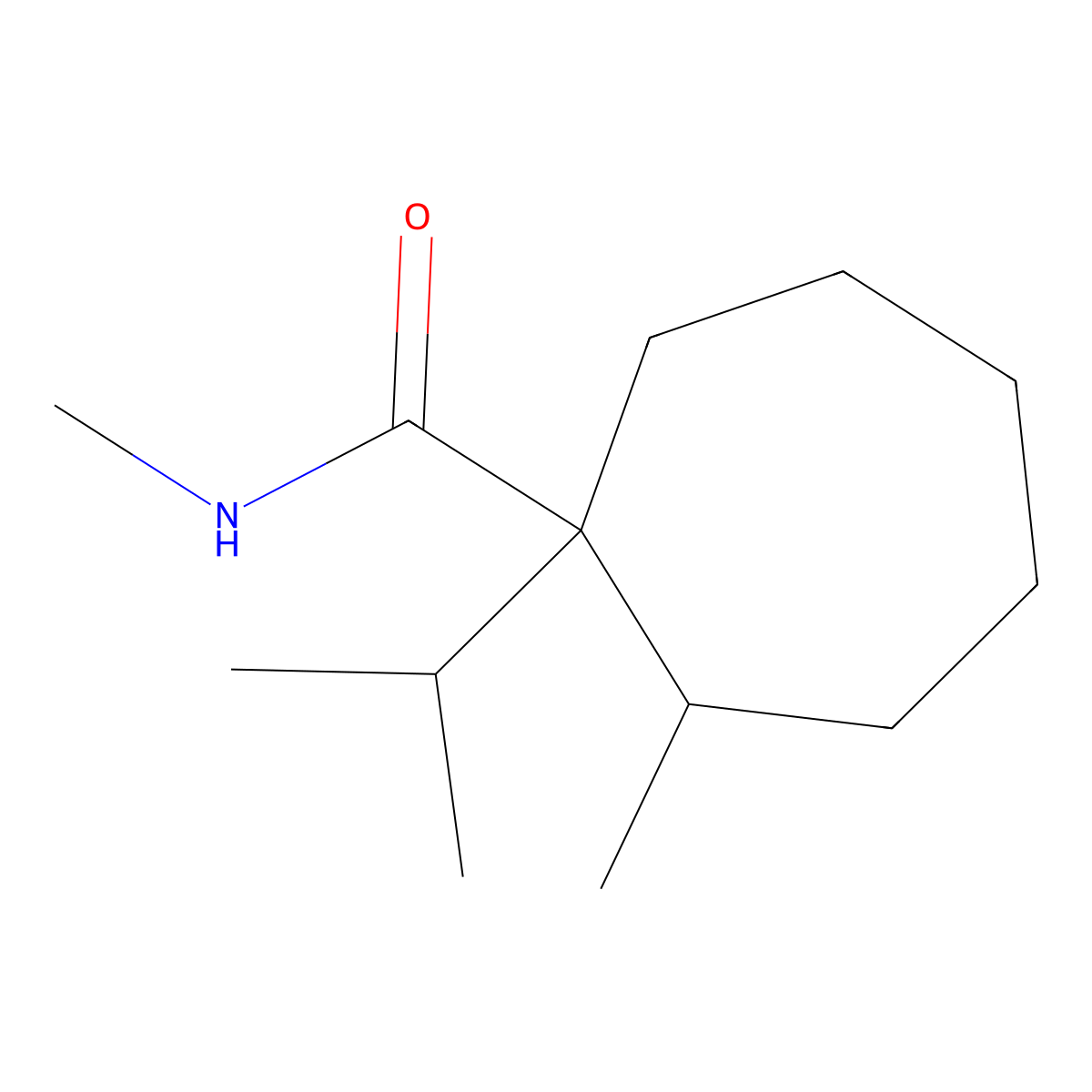 1-Isopropyl-N-methyl-2-methylcycloheptanecarboxamide molecular structure, CAS 56471-47-7