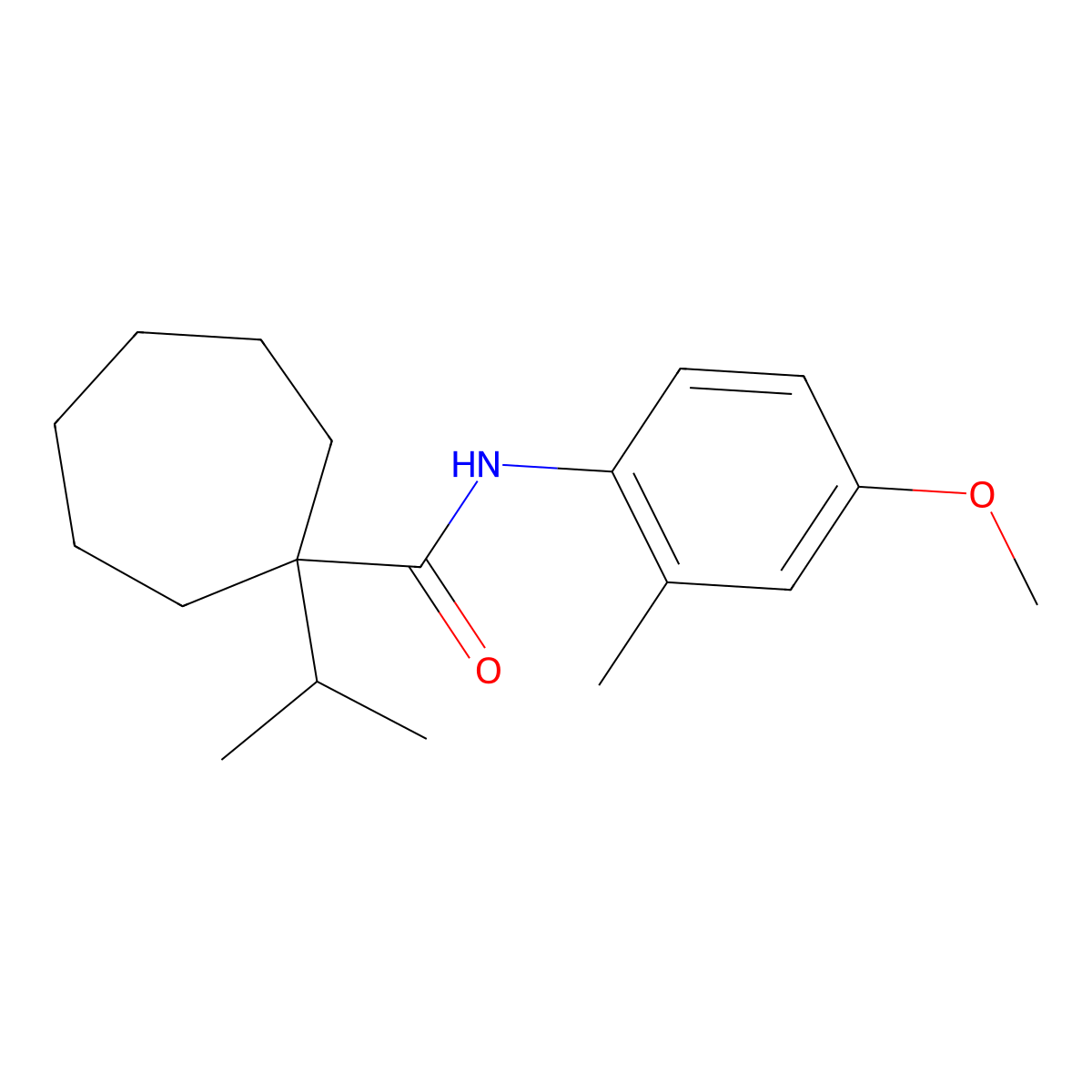1-(Isopropyl)-N-(4-methoxy-2-methylphenyl)cycloheptanecarboxamide molecular structure, CAS 56471-69-3