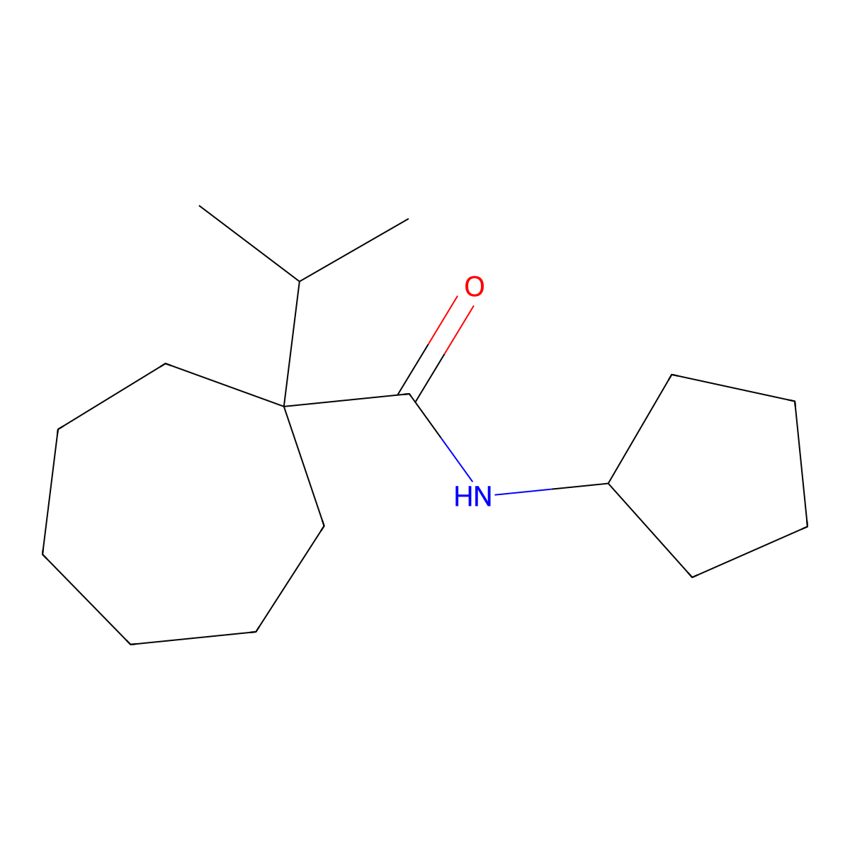 N-Cyclopentyl-1-isopropylcycloheptanecarboxamide molecular structure, CAS 56471-70-6