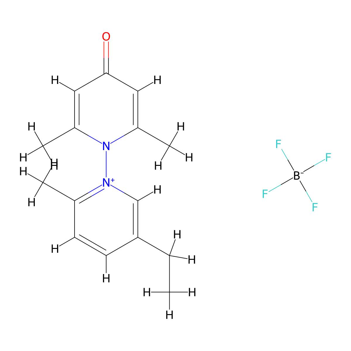 1-(2,6-Dimethyl-4-oxo-1(4H)-pyridinyl)-5-ethyl-2-methylpyridinium tetrafluoroborate molecular structure, CAS 56474-32-9