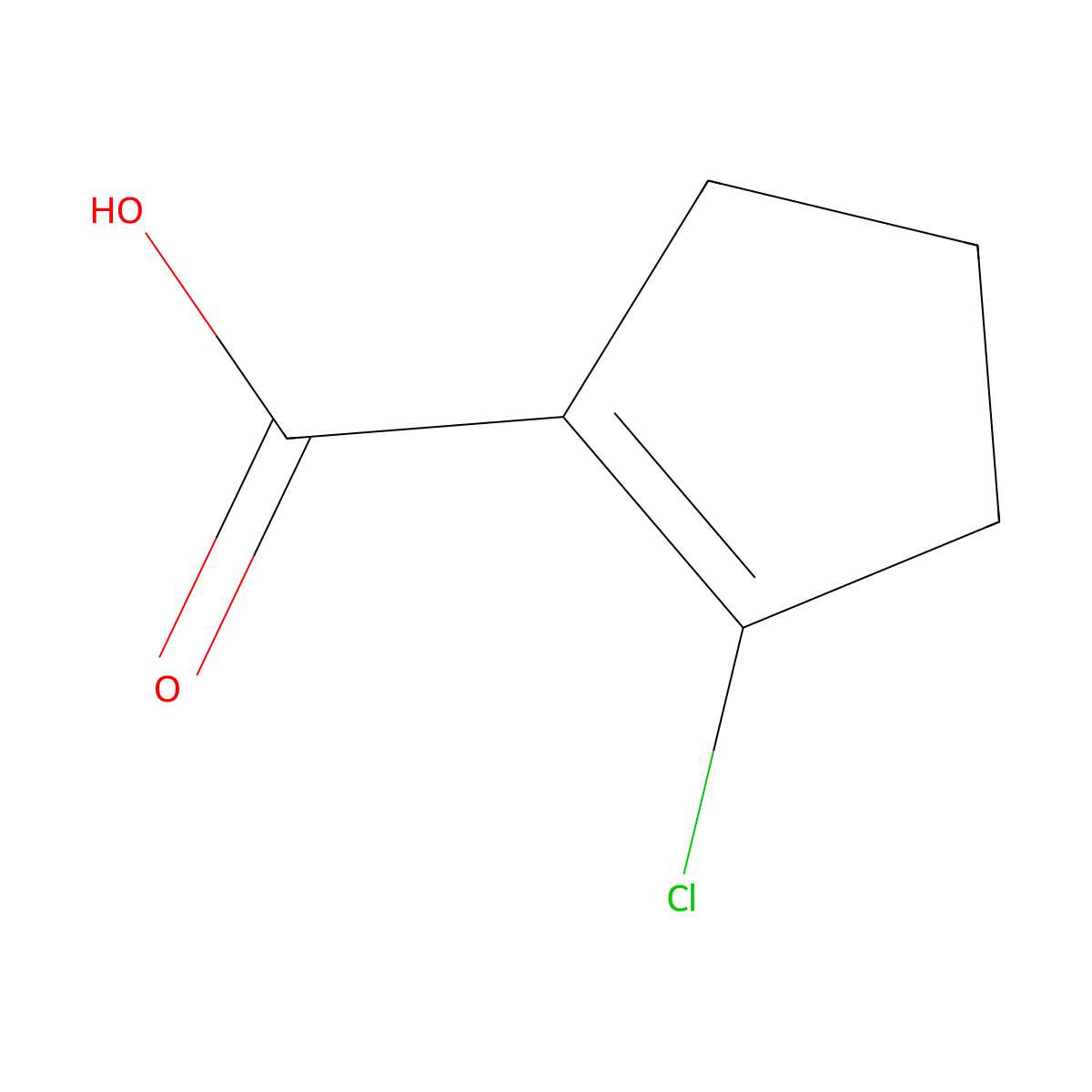 2-Chlorocyclopent-1-ene-1-carboxylic acid molecular structure, CAS 56475-16-2