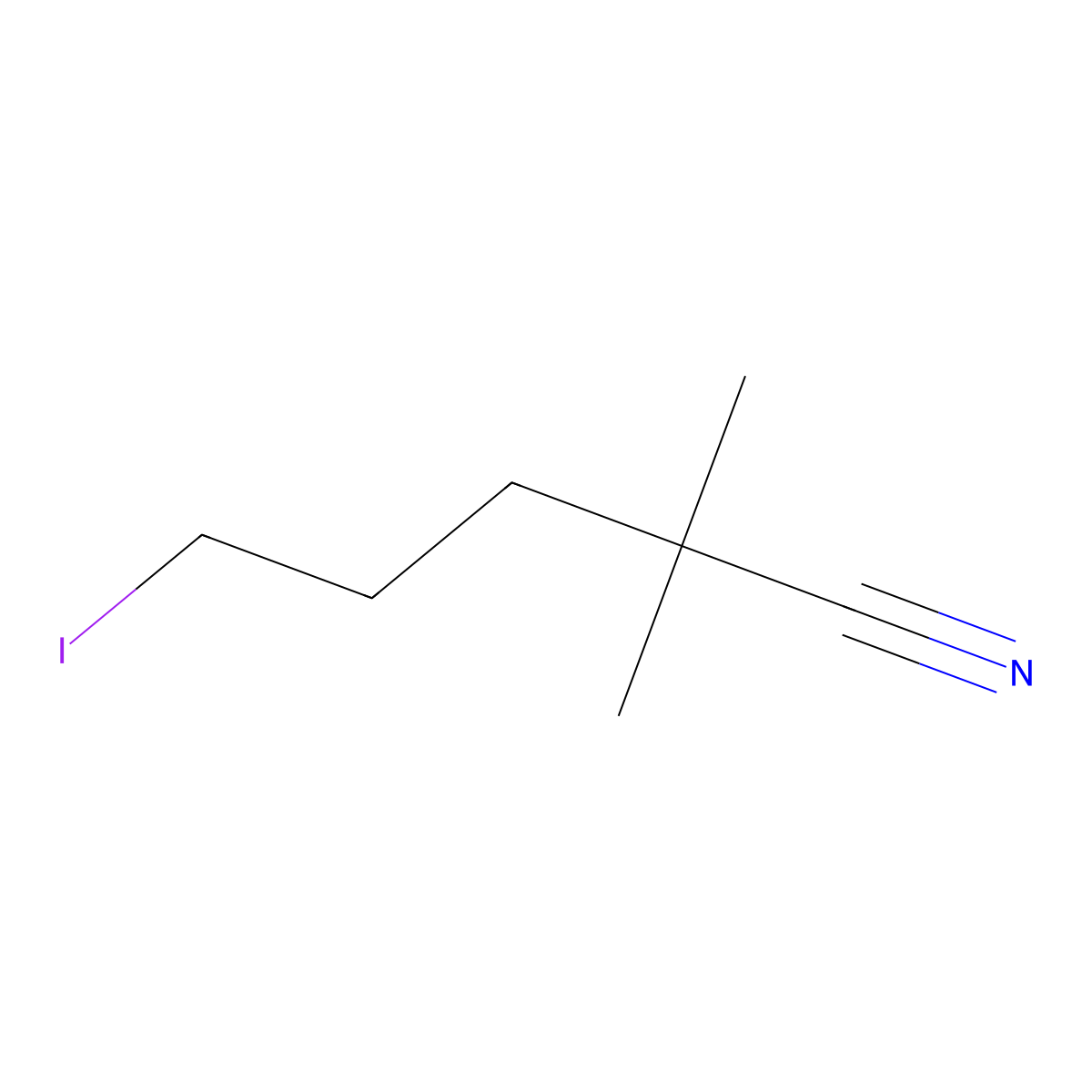 5-Iodo-2,2-dimethylpentanenitrile molecular structure, CAS 56475-44-6