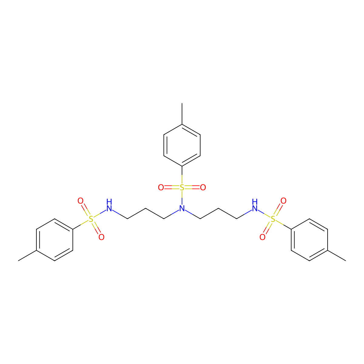 Bis(3-{[(4-methylphenyl)sulfonyl]amino}propyl)[(4-methylphenyl)sulfonyl]amine molecular structure, CAS 56479-75-5