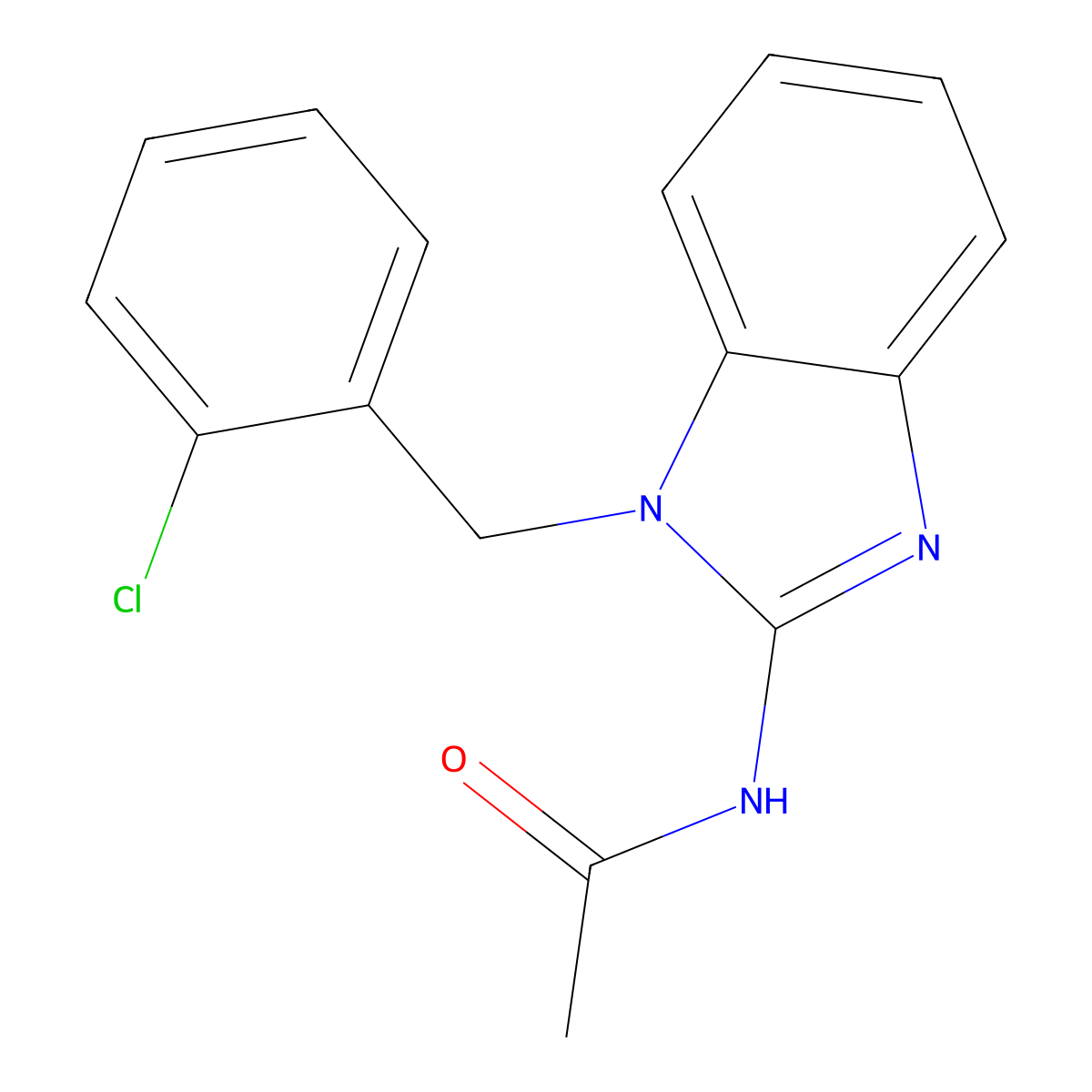 N-[1-[(2-chlorophenyl)methyl]benzimidazol-2-yl]acetamide molecular structure, CAS 5648-61-3