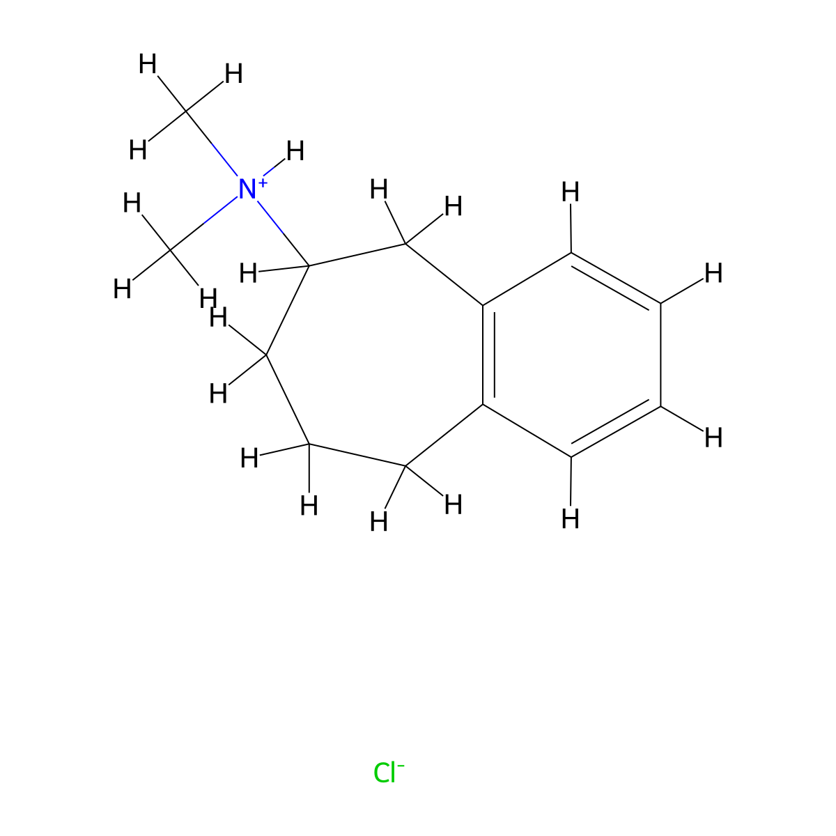 5H-Benzocyclohepten-6-amine, 6,7,8,9-tetrahydro-N,N-dimethyl-, hydrochloride, (+-)- molecular structure, CAS 56485-55-3