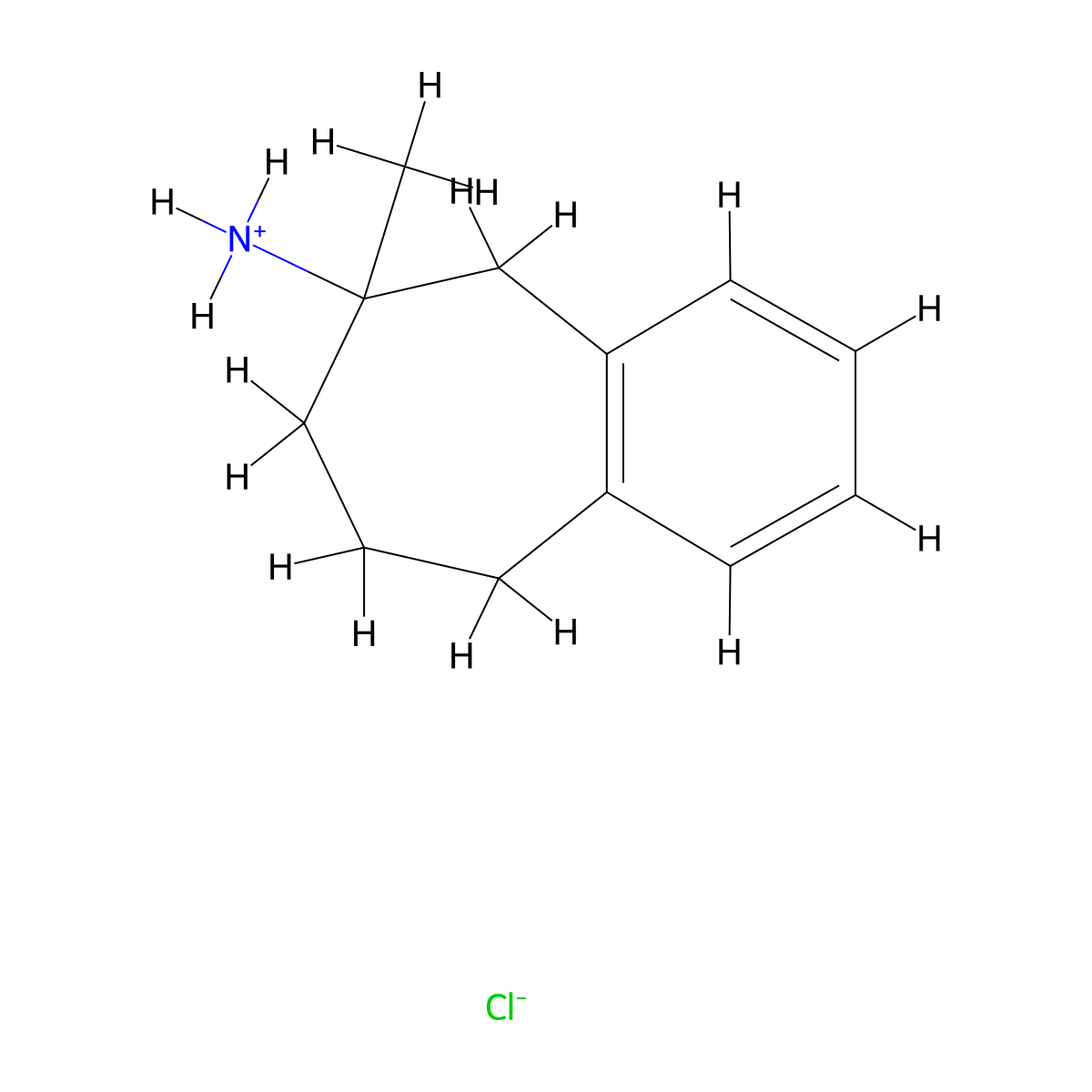 5H-Benzocyclohepten-6-amine, 6,7,8,9-tetrahydro-6-methyl-, hydrochloride, (+-)- molecular structure, CAS 56485-61-1