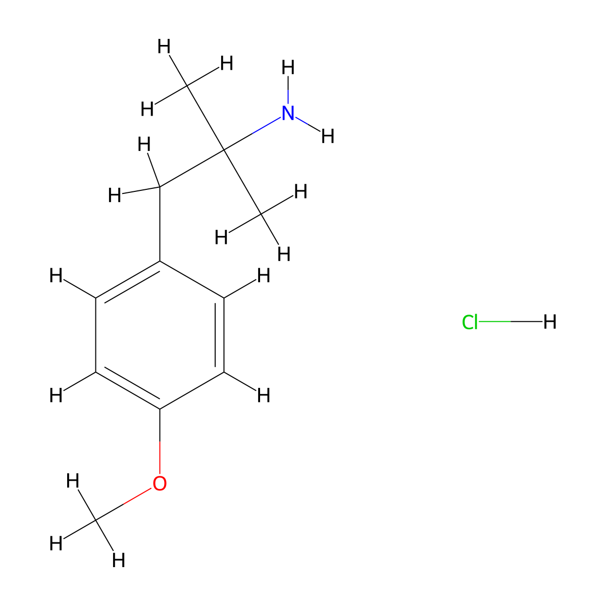 1,1-Dimethyl-2-(4-methoxyphenyl)ethylamine hydrochloride molecular structure, CAS 56490-93-8
