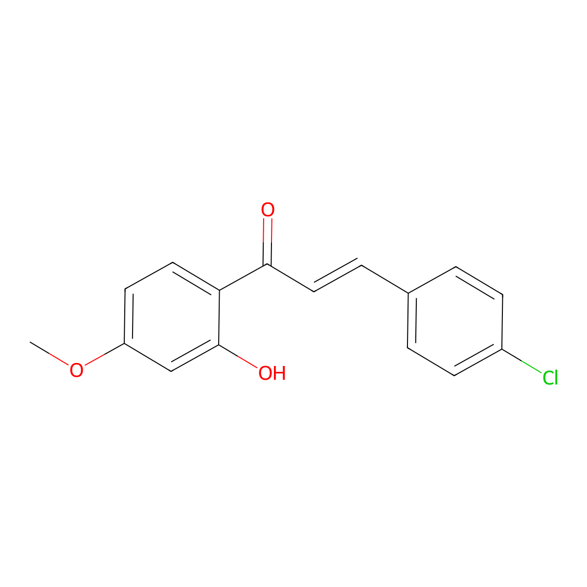 2-Propen-1-one, 3-(4-chlorophenyl)-1-(2-hydroxy-4-methoxyphenyl)- molecular structure, CAS 56492-64-9
