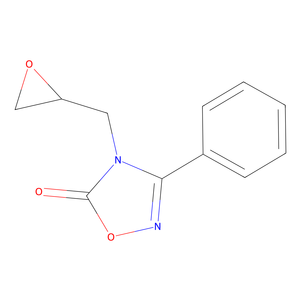 4-(Oxiran-2-ylmethyl)-3-phenyl-4,5-dihydro-1,2,4-oxadiazol-5-one molecular structure, CAS 56493-76-6