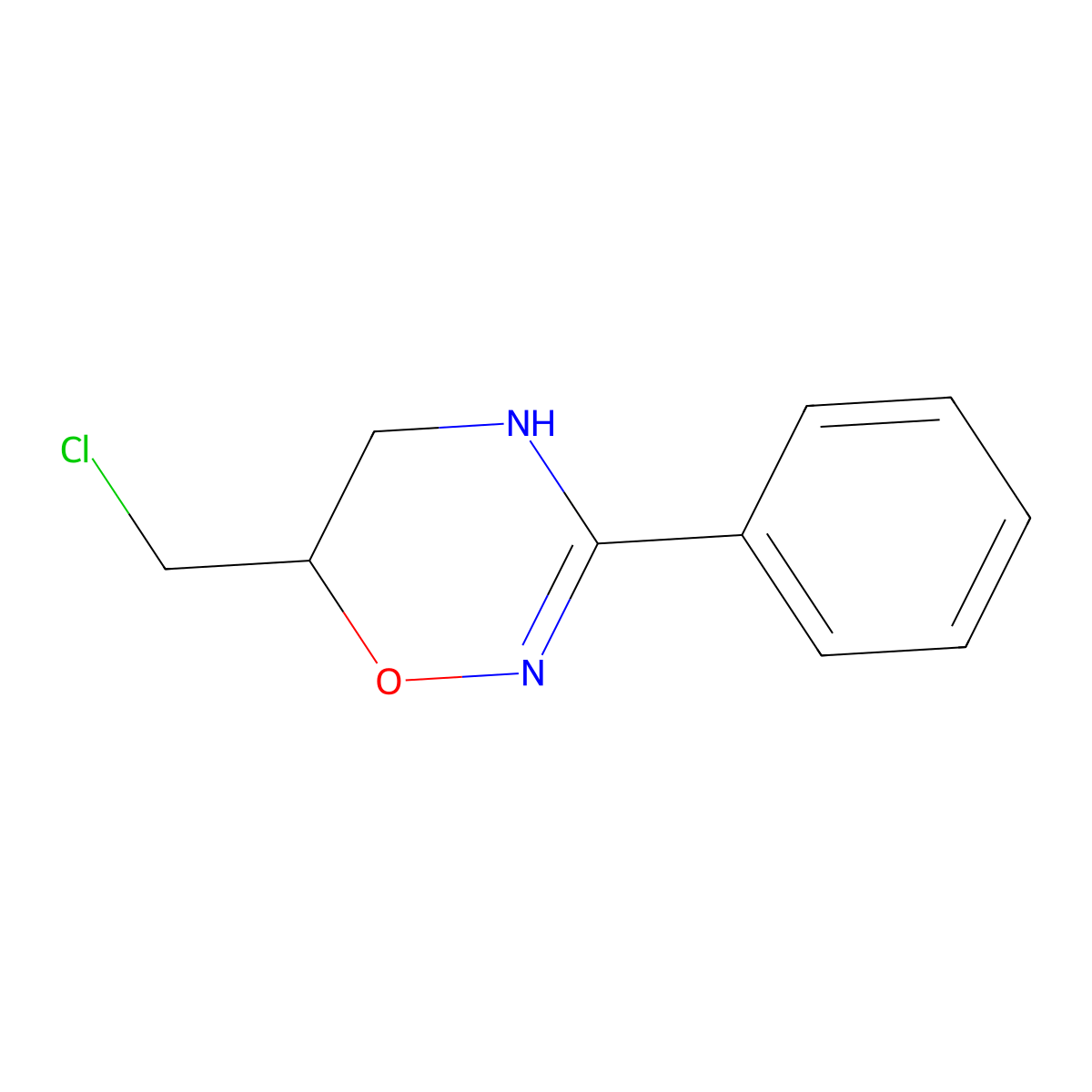 6-(chloromethyl)-3-phenyl-5,6-dihydro-4H-1,2,4-oxadiazine molecular structure, CAS 56493-89-1